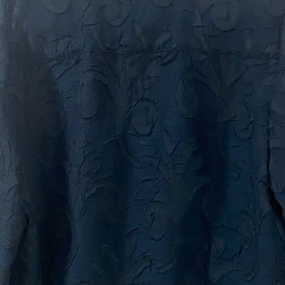 Coldwater Creek Women's Large Dark Blue Sheer Button Down - Picture 4 of 4